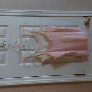 Vintage Stretch Camisole Set Of 2 - Baby Pink & Eggshell White - MED EUC!